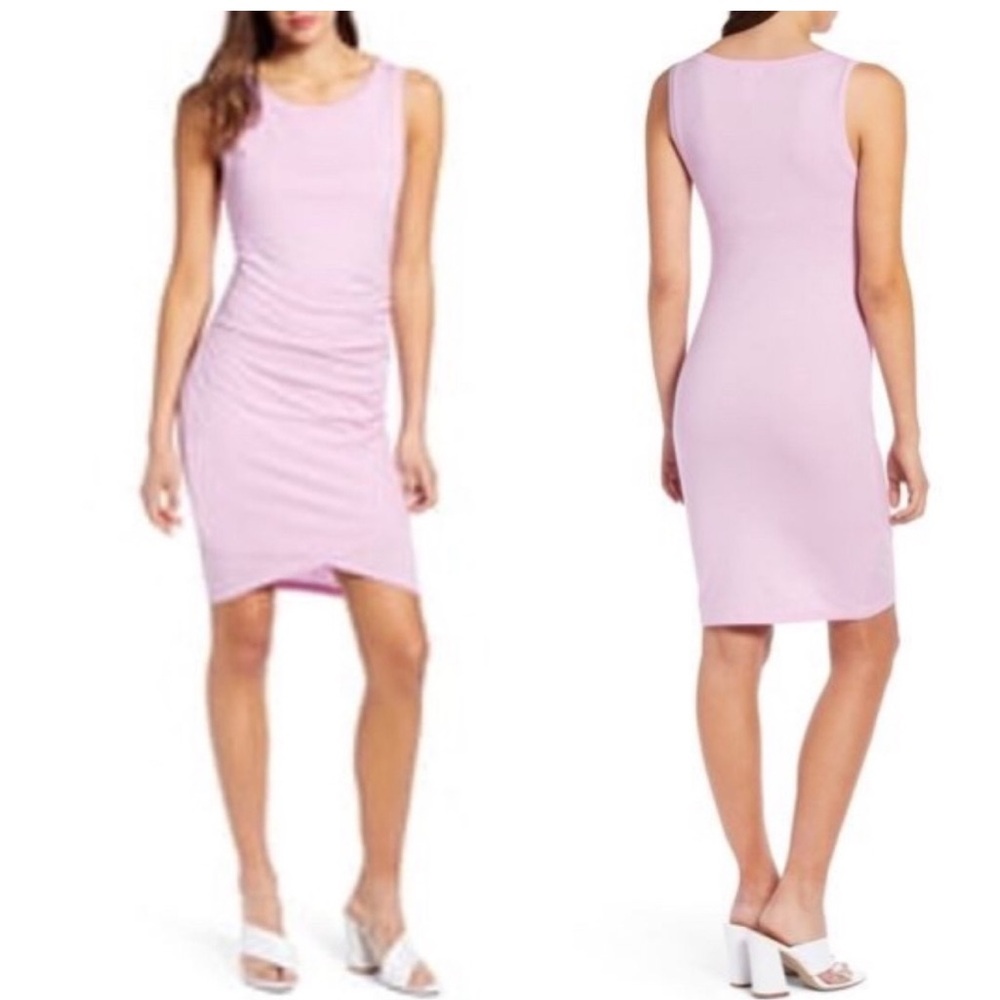 NWT Leith Pink Bouquet Heather Ruched Dress Fitted Sleeveless